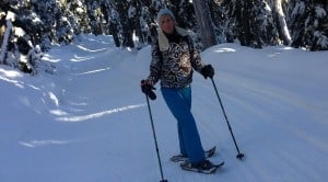 Christie on snowshoes